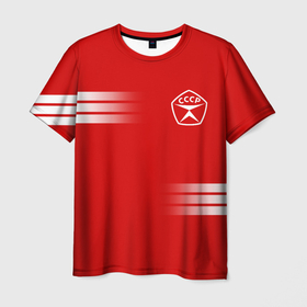 Мужская футболка 3D с принтом СССР гост три полоски , 100% полиэфир | прямой крой, круглый вырез горловины, длина до линии бедер | 