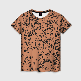 Женская футболка 3D с принтом Бледно коричневый пятнистый в Петрозаводске, 100% полиэфир ( синтетическое хлопкоподобное полотно) | прямой крой, круглый вырез горловины, длина до линии бедер | 