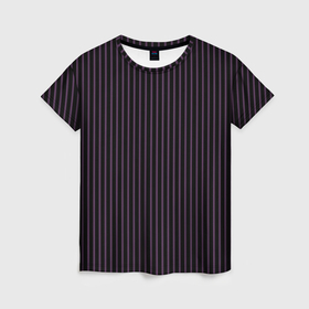 Женская футболка 3D с принтом Тёмный фиолетовый в полоску в Кировске, 100% полиэфир ( синтетическое хлопкоподобное полотно) | прямой крой, круглый вырез горловины, длина до линии бедер | 