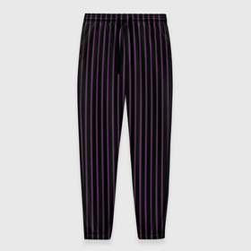Мужские брюки 3D с принтом Тёмный фиолетовый в полоску , 100% полиэстер | манжеты по низу, эластичный пояс регулируется шнурком, по бокам два кармана без застежек, внутренняя часть кармана из мелкой сетки | 