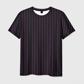 Мужская футболка 3D с принтом Тёмный фиолетовый в полоску в Белгороде, 100% полиэфир | прямой крой, круглый вырез горловины, длина до линии бедер | 