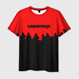 Мужская футболка 3D с принтом Linkin park rock team , 100% полиэфир | прямой крой, круглый вырез горловины, длина до линии бедер | 