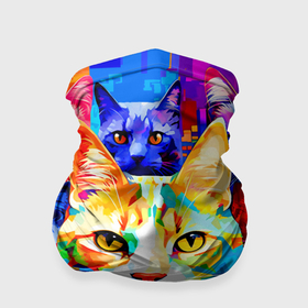 Бандана-труба 3D с принтом Яркие разноцветные коты , 100% полиэстер, ткань с особыми свойствами — Activecool | плотность 150‒180 г/м2; хорошо тянется, но сохраняет форму | 