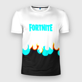 Мужская футболка 3D Slim с принтом Fortnite epic game fire в Курске, 100% полиэстер с улучшенными характеристиками | приталенный силуэт, круглая горловина, широкие плечи, сужается к линии бедра | Тематика изображения на принте: 