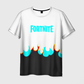 Мужская футболка 3D с принтом Fortnite epic game fire в Кировске, 100% полиэфир | прямой крой, круглый вырез горловины, длина до линии бедер | 