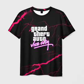Мужская футболка 3D с принтом GTA storm vice city в Курске, 100% полиэфир | прямой крой, круглый вырез горловины, длина до линии бедер | Тематика изображения на принте: 