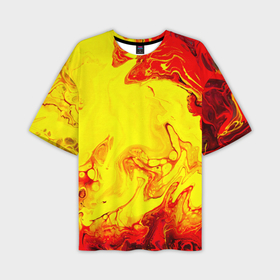 Мужская футболка oversize 3D с принтом Красные и желтые разводы в Курске,  |  | 