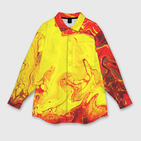 Мужская рубашка oversize 3D с принтом Красные и желтые разводы в Курске,  |  | 