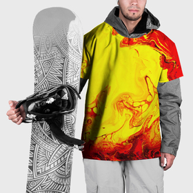 Накидка на куртку 3D с принтом Красные и желтые разводы в Курске, 100% полиэстер |  | 