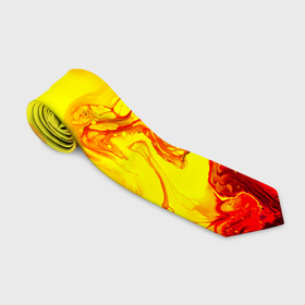 Галстук 3D с принтом Красные и желтые разводы в Курске, 100% полиэстер | Длина 148 см; Плотность 150-180 г/м2 | 