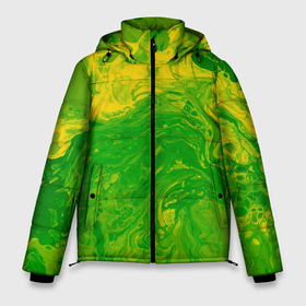 Мужская зимняя куртка 3D с принтом Зеленые подтеки в Тюмени, верх — 100% полиэстер; подкладка — 100% полиэстер; утеплитель — 100% полиэстер | длина ниже бедра, свободный силуэт Оверсайз. Есть воротник-стойка, отстегивающийся капюшон и ветрозащитная планка. 

Боковые карманы с листочкой на кнопках и внутренний карман на молнии. | 