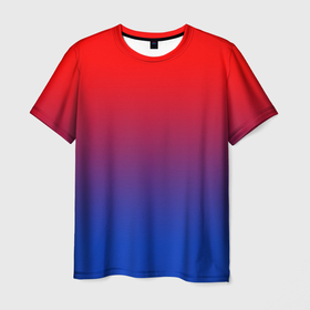 Мужская футболка 3D с принтом Красный и синий градиент в Петрозаводске, 100% полиэфир | прямой крой, круглый вырез горловины, длина до линии бедер | 