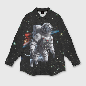 Мужская рубашка oversize 3D с принтом The dalmatian brave cosmonaut   ai art ,  |  | Тематика изображения на принте: 