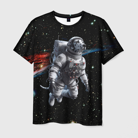 Мужская футболка 3D с принтом The dalmatian brave cosmonaut   ai art , 100% полиэфир | прямой крой, круглый вырез горловины, длина до линии бедер | Тематика изображения на принте: 