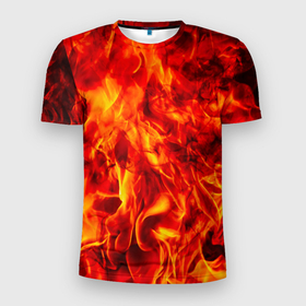 Мужская футболка 3D Slim с принтом Природный огонь в Санкт-Петербурге, 100% полиэстер с улучшенными характеристиками | приталенный силуэт, круглая горловина, широкие плечи, сужается к линии бедра | 
