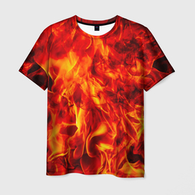 Мужская футболка 3D с принтом Природный огонь в Санкт-Петербурге, 100% полиэфир | прямой крой, круглый вырез горловины, длина до линии бедер | 
