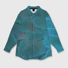 Мужская рубашка oversize 3D с принтом Зеленые перья птицы в Белгороде,  |  | 