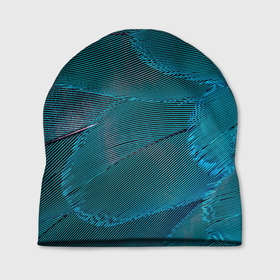 Шапка 3D с принтом Зеленые перья птицы в Курске, 100% полиэстер | универсальный размер, печать по всей поверхности изделия | 