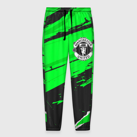 Мужские брюки 3D с принтом Manchester United sport green в Курске, 100% полиэстер | манжеты по низу, эластичный пояс регулируется шнурком, по бокам два кармана без застежек, внутренняя часть кармана из мелкой сетки | 