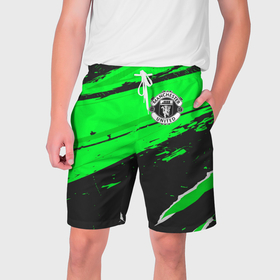 Мужские шорты 3D с принтом Manchester United sport green в Тюмени,  полиэстер 100% | прямой крой, два кармана без застежек по бокам. Мягкая трикотажная резинка на поясе, внутри которой широкие завязки. Длина чуть выше колен | Тематика изображения на принте: 