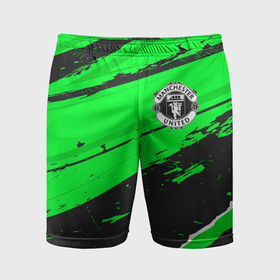 Мужские шорты спортивные с принтом Manchester United sport green в Тюмени,  |  | 