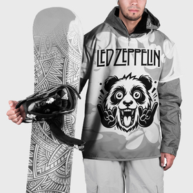 Накидка на куртку 3D с принтом Led Zeppelin рок панда на светлом фоне в Петрозаводске, 100% полиэстер |  | 