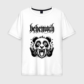 Мужская футболка хлопок Oversize с принтом Behemoth   rock panda в Санкт-Петербурге, 100% хлопок | свободный крой, круглый ворот, “спинка” длиннее передней части | 