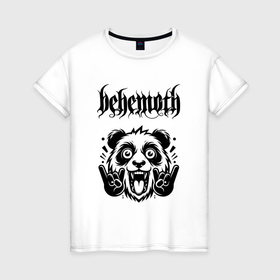 Женская футболка хлопок с принтом Behemoth   rock panda в Тюмени, 100% хлопок | прямой крой, круглый вырез горловины, длина до линии бедер, слегка спущенное плечо | 