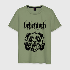 Мужская футболка хлопок с принтом Behemoth   rock panda в Курске, 100% хлопок | прямой крой, круглый вырез горловины, длина до линии бедер, слегка спущенное плечо. | 