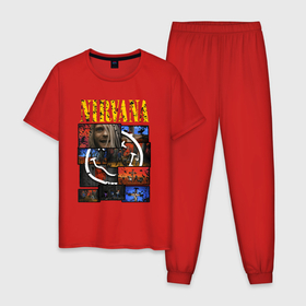 Мужская пижама хлопок с принтом Nirvana heart box в Тюмени, 100% хлопок | брюки и футболка прямого кроя, без карманов, на брюках мягкая резинка на поясе и по низу штанин
 | Тематика изображения на принте: 