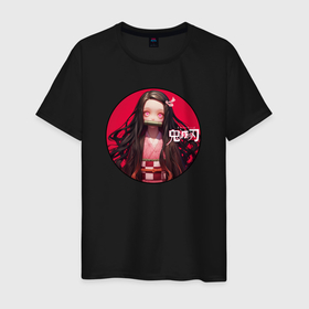 Мужская футболка хлопок с принтом Nezuko Kamado   Клинок, рассекающий демонов в Санкт-Петербурге, 100% хлопок | прямой крой, круглый вырез горловины, длина до линии бедер, слегка спущенное плечо. | 