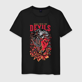 Мужская футболка хлопок с принтом Deals with the devils , 100% хлопок | прямой крой, круглый вырез горловины, длина до линии бедер, слегка спущенное плечо. | 