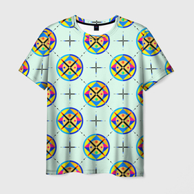 Мужская футболка 3D с принтом Абстракция круг и линии паттерн в Санкт-Петербурге, 100% полиэфир | прямой крой, круглый вырез горловины, длина до линии бедер | Тематика изображения на принте: 