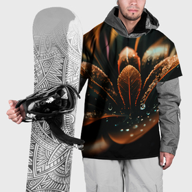 Накидка на куртку 3D с принтом Капли на листьях в Тюмени, 100% полиэстер |  | Тематика изображения на принте: 