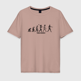 Мужская футболка хлопок Oversize с принтом Эволюция ИИ киборг в Тюмени, 100% хлопок | свободный крой, круглый ворот, “спинка” длиннее передней части | 
