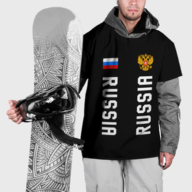 Накидка на куртку 3D с принтом Россия три полоски на черном фоне в Петрозаводске, 100% полиэстер |  | 