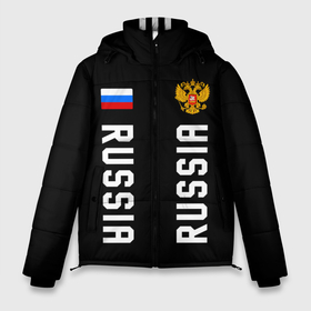 Мужская зимняя куртка 3D с принтом Россия три полоски на черном фоне в Новосибирске, верх — 100% полиэстер; подкладка — 100% полиэстер; утеплитель — 100% полиэстер | длина ниже бедра, свободный силуэт Оверсайз. Есть воротник-стойка, отстегивающийся капюшон и ветрозащитная планка. 

Боковые карманы с листочкой на кнопках и внутренний карман на молнии. | 