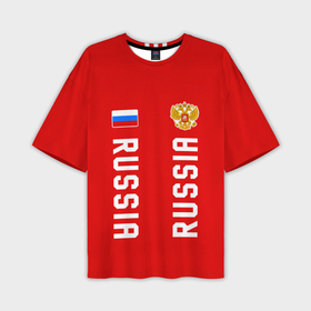 Мужская футболка oversize 3D с принтом Россия три полоски на красном фоне в Петрозаводске,  |  | 