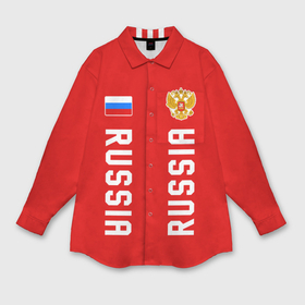 Мужская рубашка oversize 3D с принтом Россия три полоски на красном фоне в Петрозаводске,  |  | 