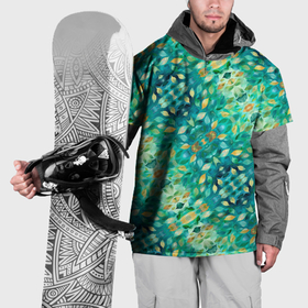 Накидка на куртку 3D с принтом Изумрудная акварельная весенняя листва в Белгороде, 100% полиэстер |  | 