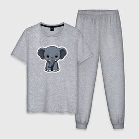 Мужская пижама хлопок с принтом Красивый африканский слоненок в Санкт-Петербурге, 100% хлопок | брюки и футболка прямого кроя, без карманов, на брюках мягкая резинка на поясе и по низу штанин
 | Тематика изображения на принте: 