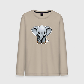 Мужской лонгслив хлопок с принтом Веселый африканский слоненок в Курске, 100% хлопок |  | Тематика изображения на принте: 