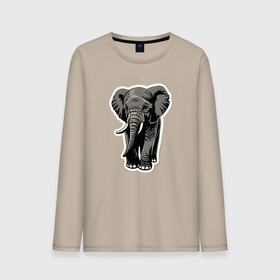 Мужской лонгслив хлопок с принтом Большой африканский слон в Курске, 100% хлопок |  | Тематика изображения на принте: 