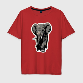Мужская футболка хлопок Oversize с принтом Большой африканский слон в Курске, 100% хлопок | свободный крой, круглый ворот, “спинка” длиннее передней части | Тематика изображения на принте: 
