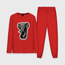 Мужская пижама с лонгсливом хлопок с принтом Большой африканский слон в Екатеринбурге,  |  | 
