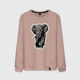 Мужской свитшот хлопок с принтом Большой африканский слон в Курске, 100% хлопок |  | Тематика изображения на принте: 