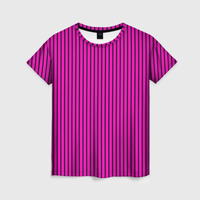 Женская футболка 3D с принтом Яркий розовый в полоску в Санкт-Петербурге, 100% полиэфир ( синтетическое хлопкоподобное полотно) | прямой крой, круглый вырез горловины, длина до линии бедер | 