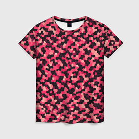 Женская футболка 3D с принтом Мозаика красно бордовый в Белгороде, 100% полиэфир ( синтетическое хлопкоподобное полотно) | прямой крой, круглый вырез горловины, длина до линии бедер | 