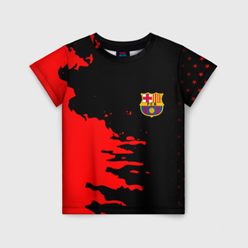 Детская футболка 3D с принтом Barcelona краски спорт в Петрозаводске, 100% гипоаллергенный полиэфир | прямой крой, круглый вырез горловины, длина до линии бедер, чуть спущенное плечо, ткань немного тянется | 