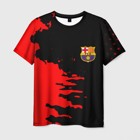 Мужская футболка 3D с принтом Barcelona краски спорт в Тюмени, 100% полиэфир | прямой крой, круглый вырез горловины, длина до линии бедер | 